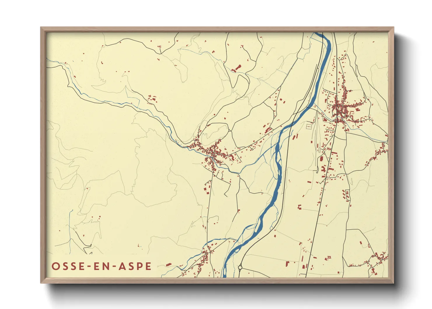 Une affiche de carte sur Osse-en-Aspe