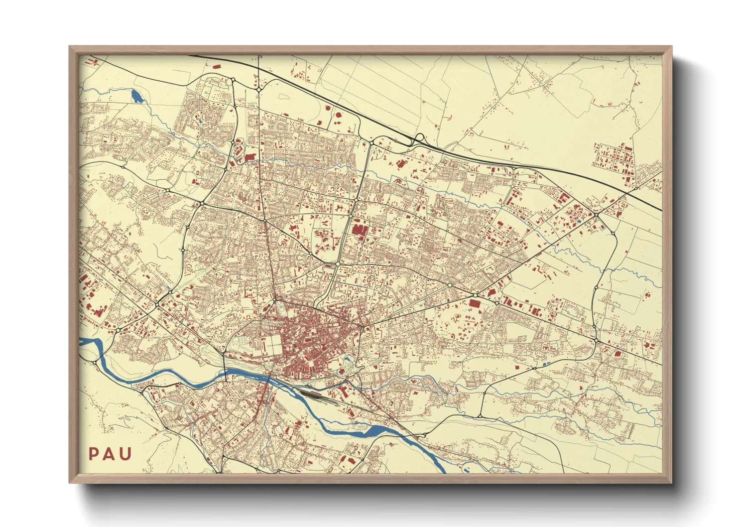 Une affiche de carte sur Pau