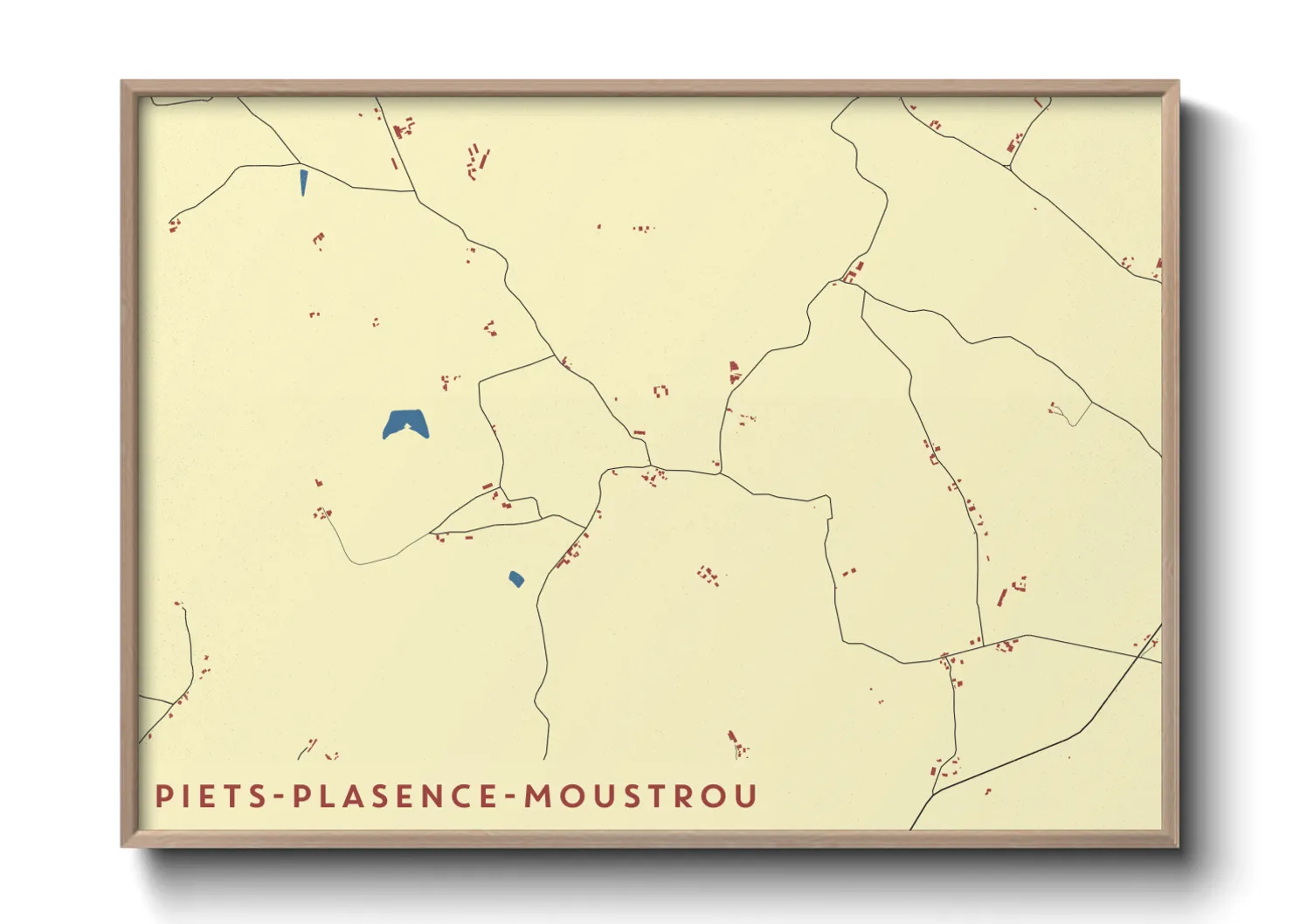Une affiche de carte sur Piets-Plasence-Moustrou