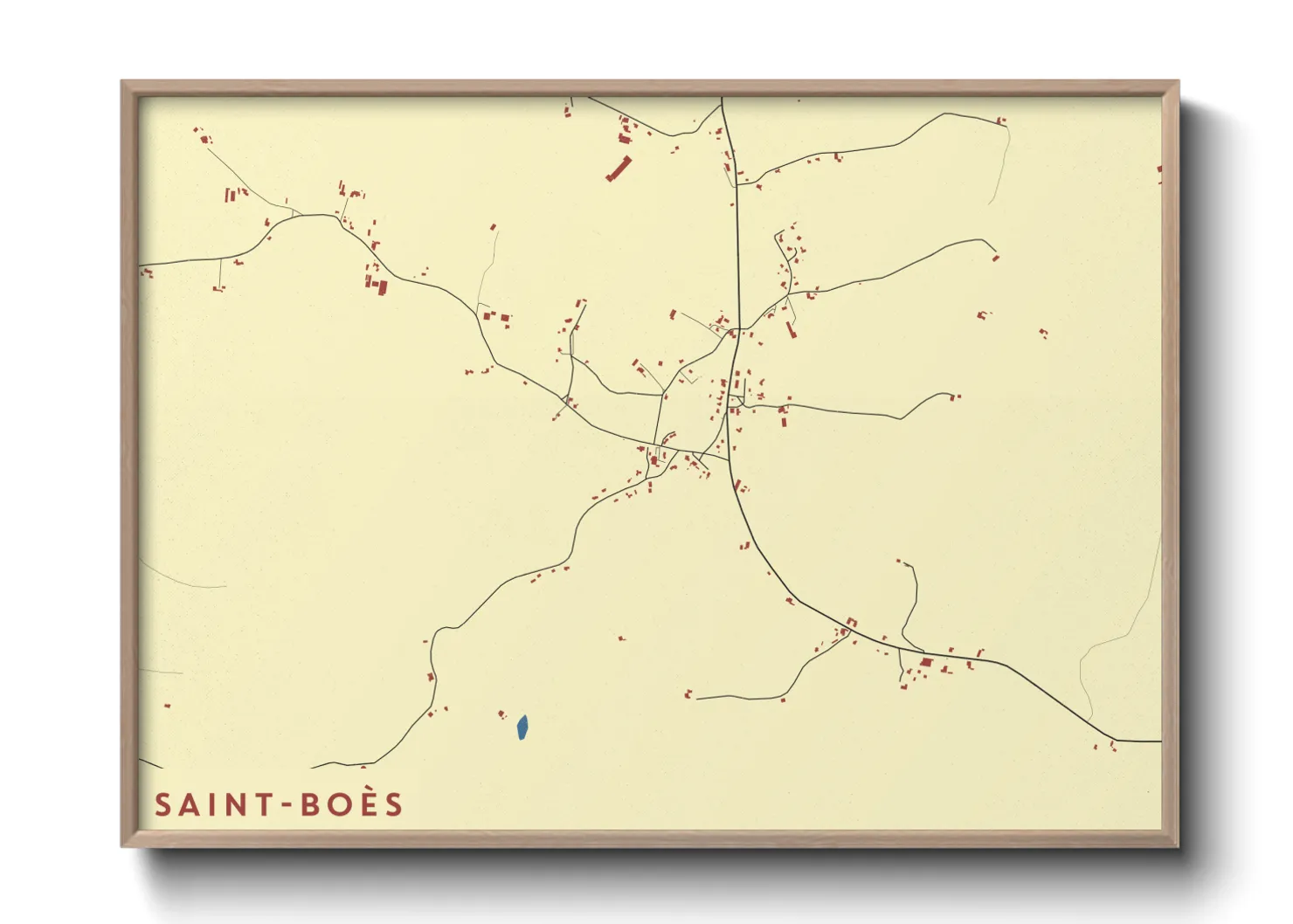 Une affiche de carte sur Saint-Boès
