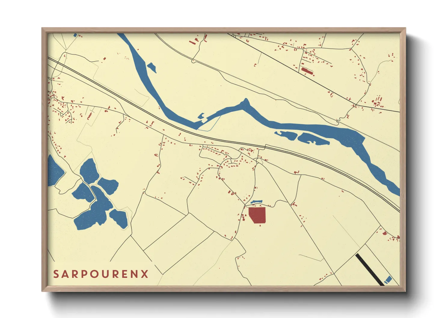 Une affiche de carte sur Sarpourenx