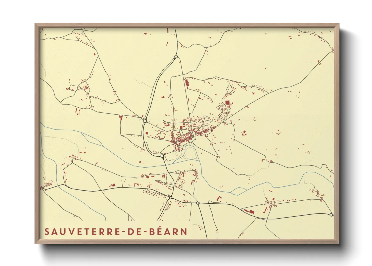 Une affiche de carte sur Sauveterre-de-Béarn