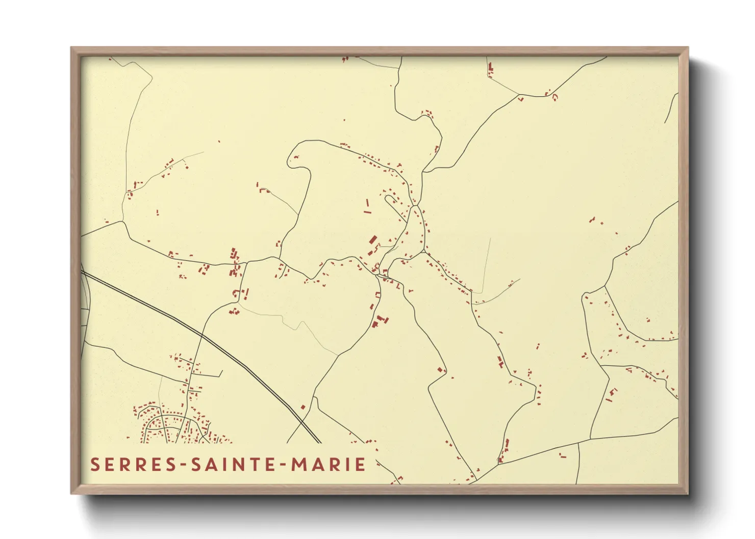 Une affiche de carte sur Serres-Sainte-Marie
