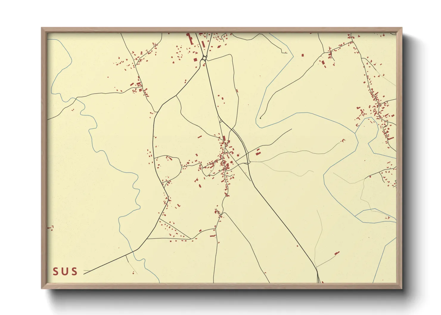 Une affiche de carte sur Sus