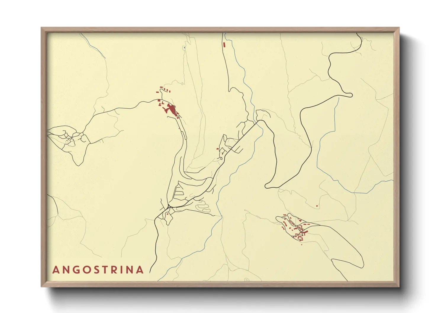 Une affiche de carte sur Angostrina