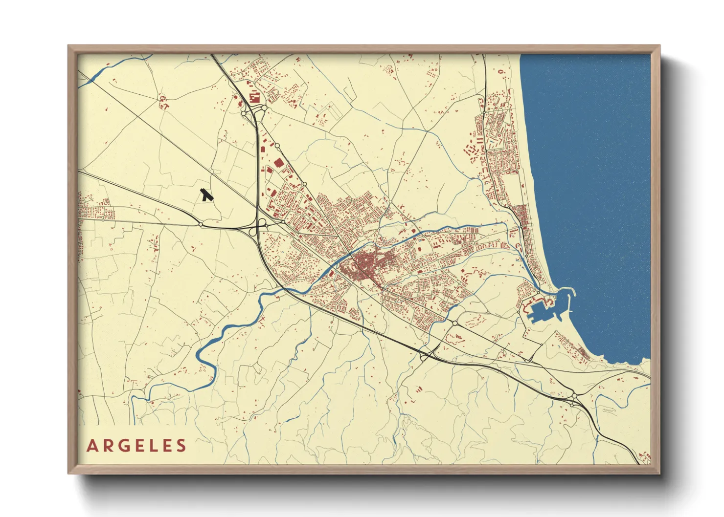 Une affiche de carte sur Argeles