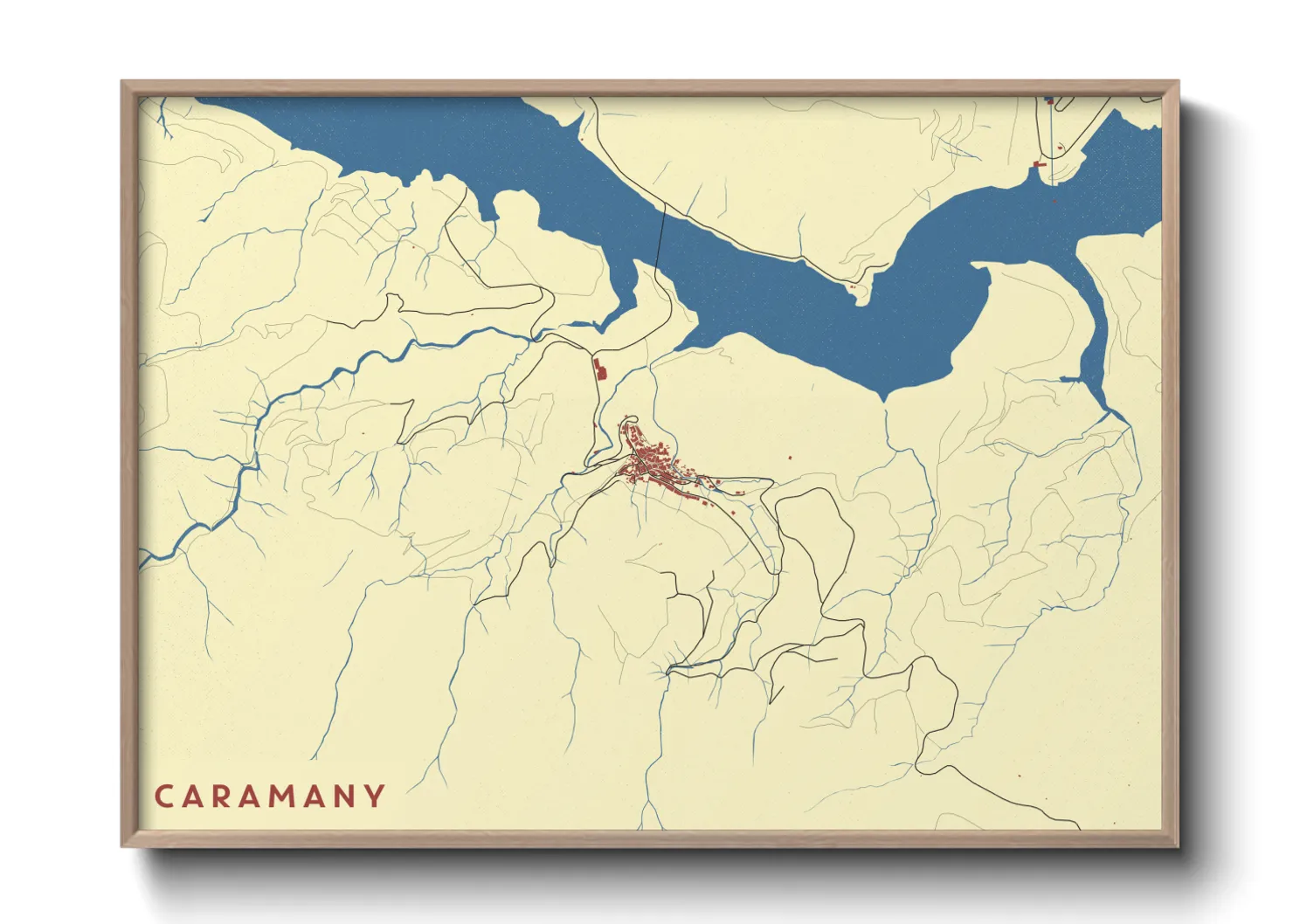 Une affiche de carte sur Caramany
