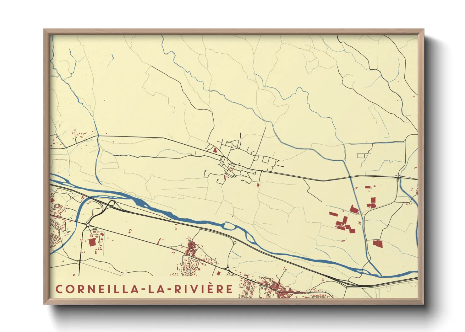 Une affiche de carte sur Corneilla-la-Rivière
