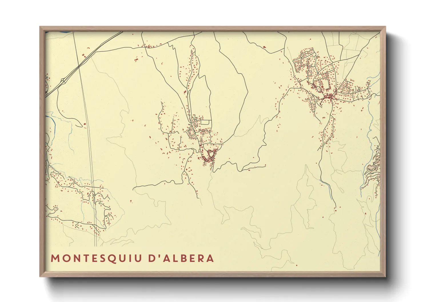 Une affiche de carte sur Montesquiu d'Albera