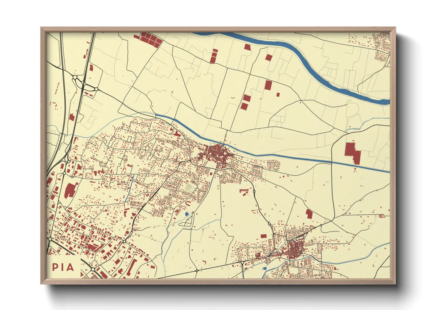 Une affiche de carte sur Pia