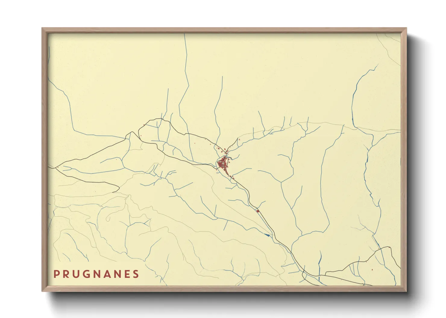Une affiche de carte sur Prugnanes