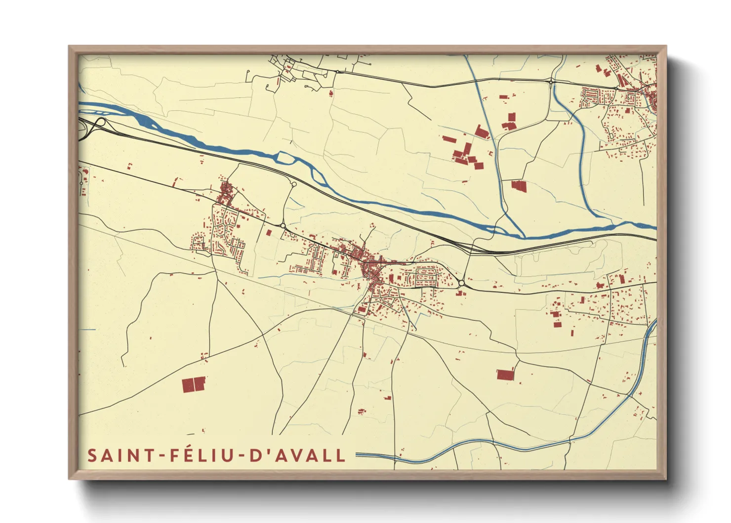 Une affiche de carte sur Saint-Féliu-d'Avall