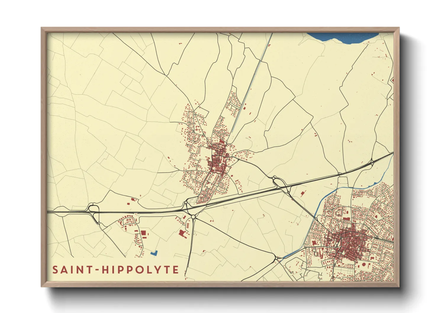 Une affiche de carte sur Saint-Hippolyte