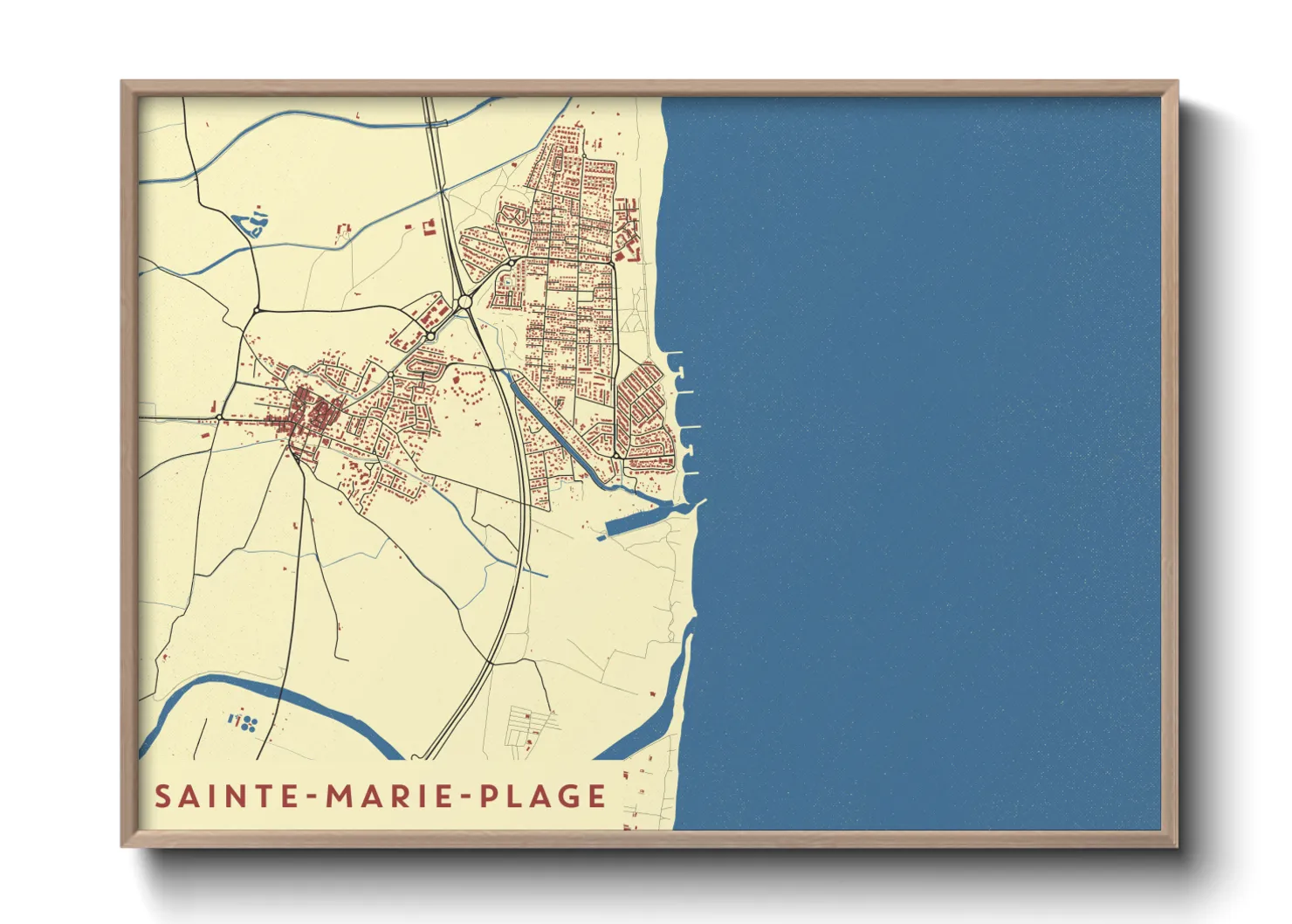 Une affiche de carte sur Sainte-Marie-Plage