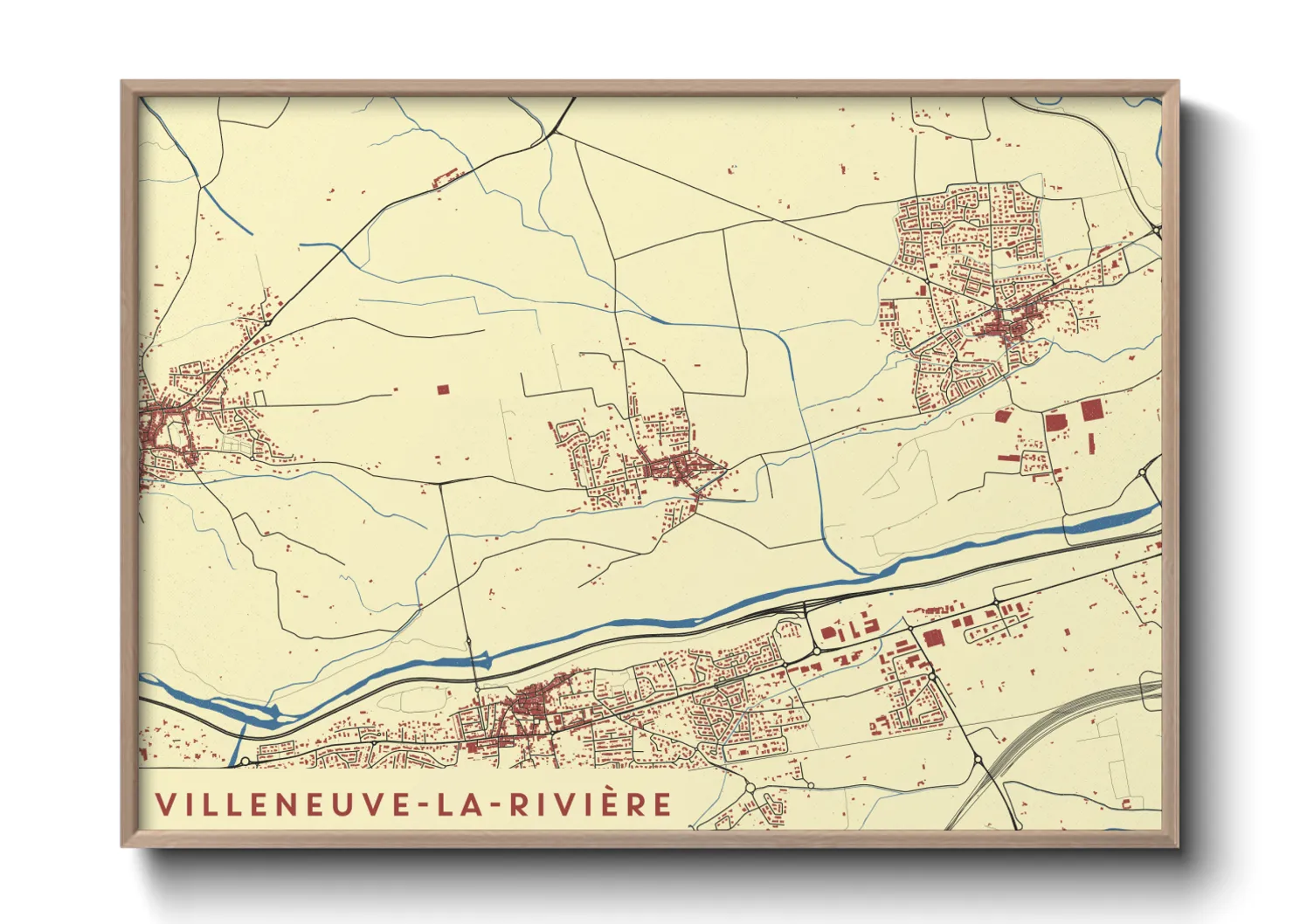 Une affiche de carte sur Villeneuve-la-Rivière