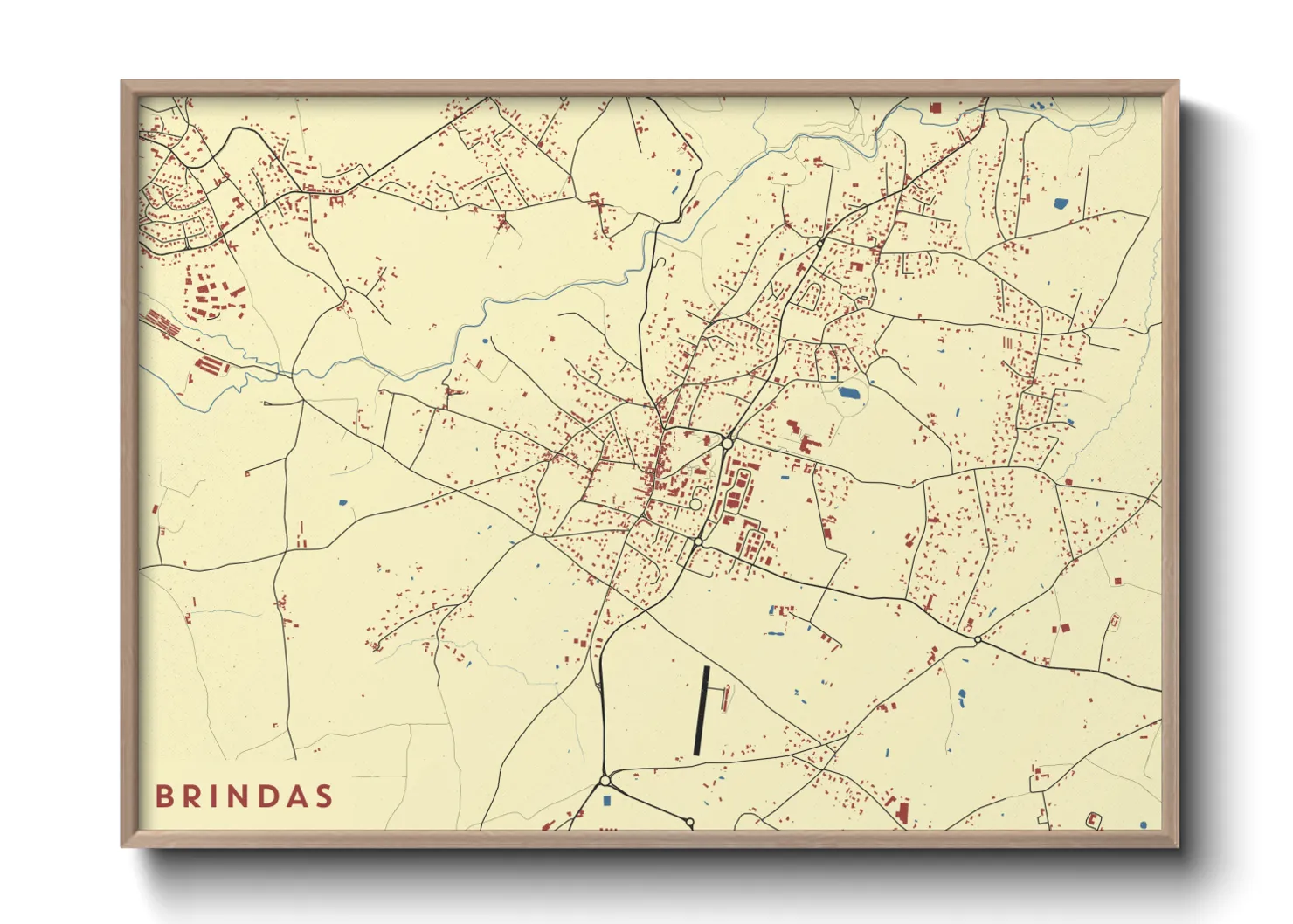 Une affiche de carte sur Brindas