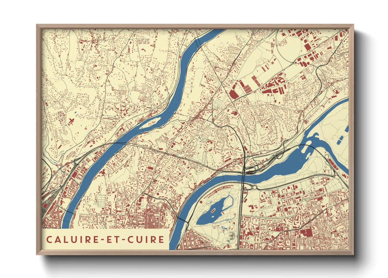 Une affiche de carte sur Caluire-et-Cuire