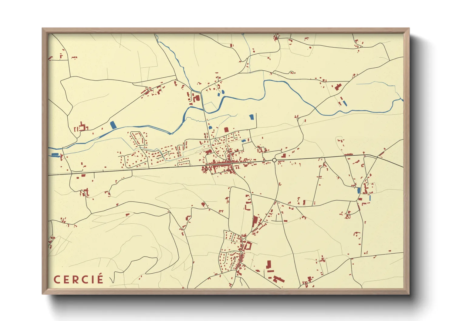 Une affiche de carte sur Cercié