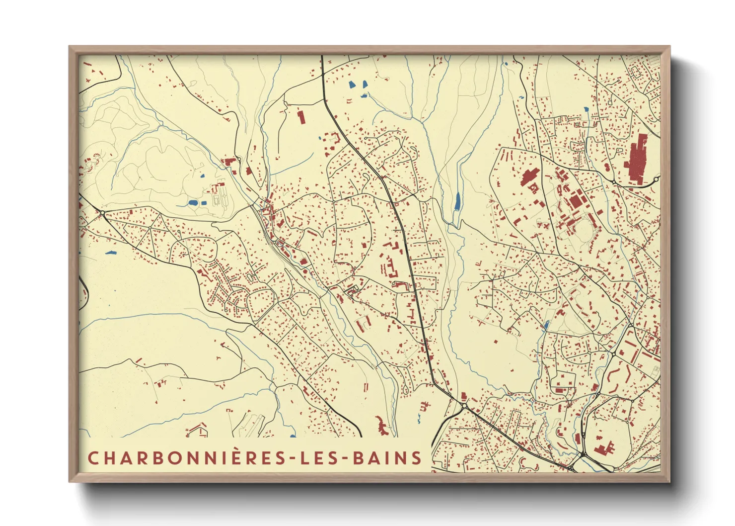 Une affiche de carte sur Charbonnières-les-Bains