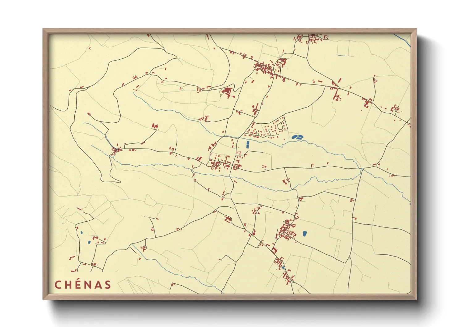 Une affiche de carte sur Chénas