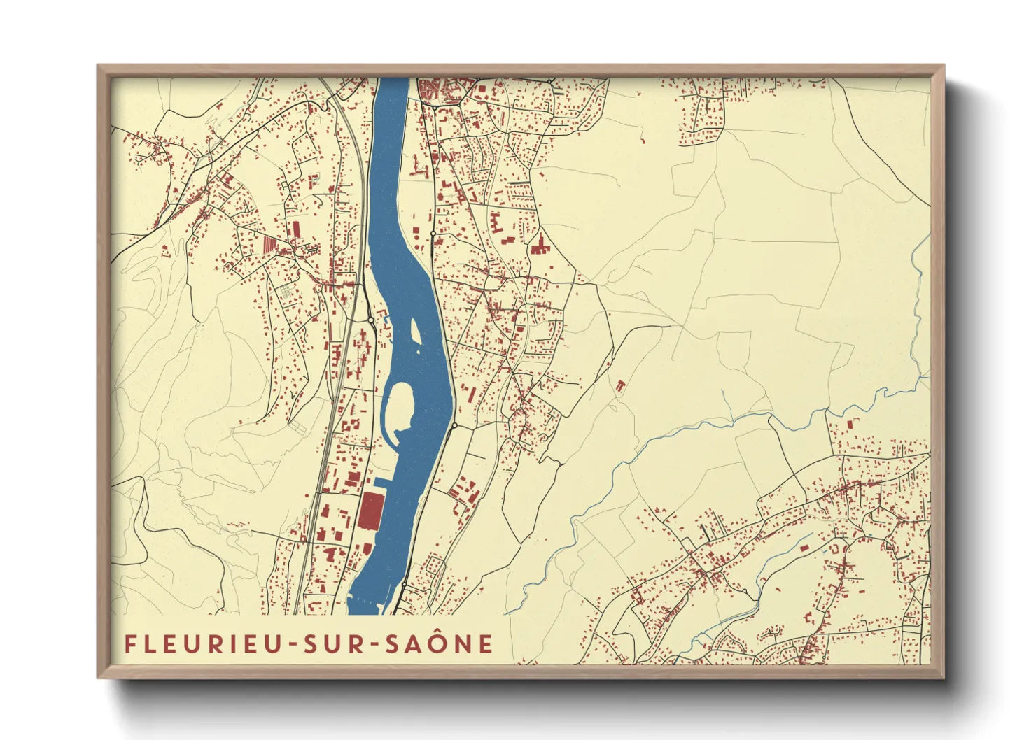 Une affiche de carte sur Fleurieu-sur-Saône