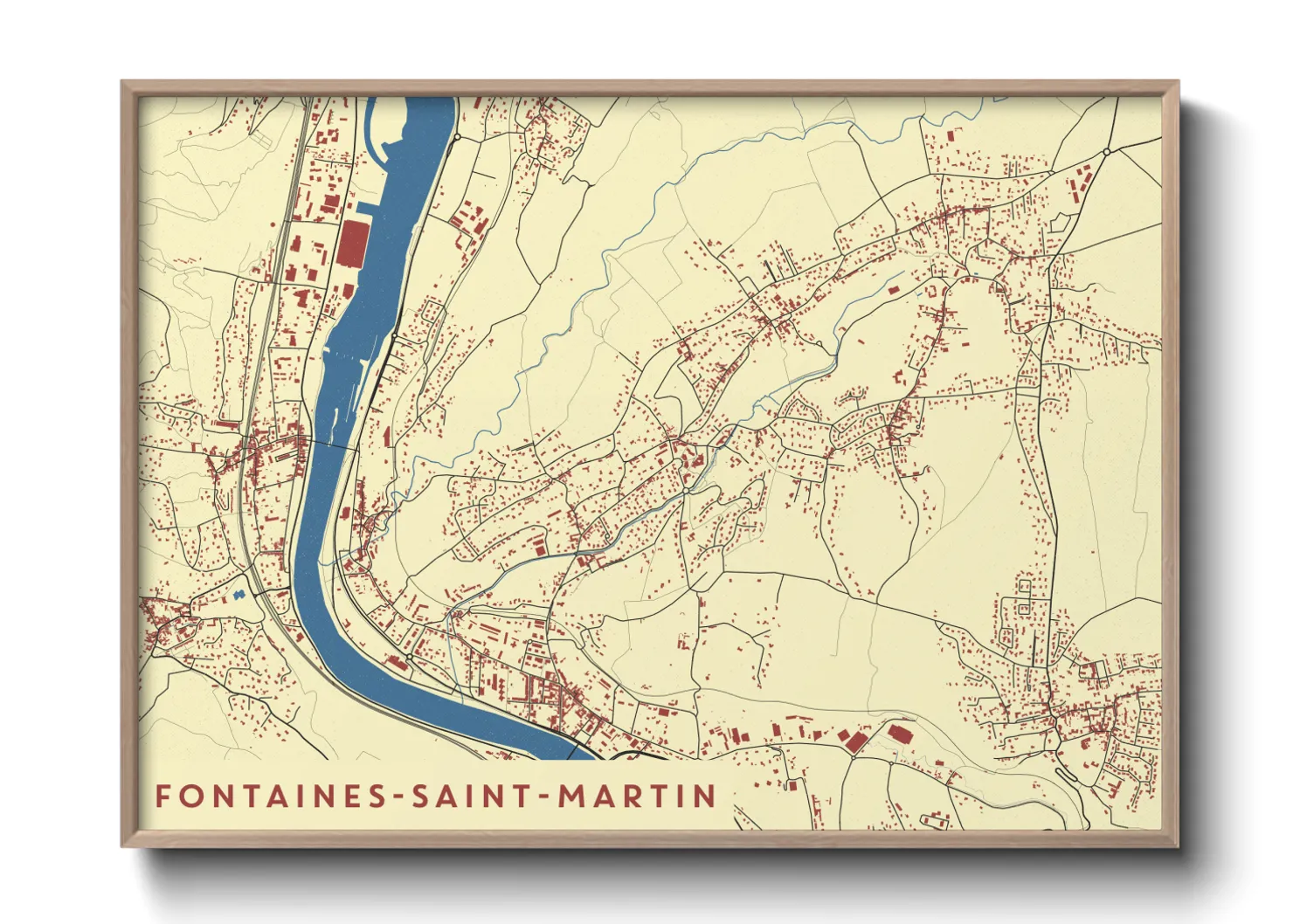 Une affiche de carte sur Fontaines-Saint-Martin