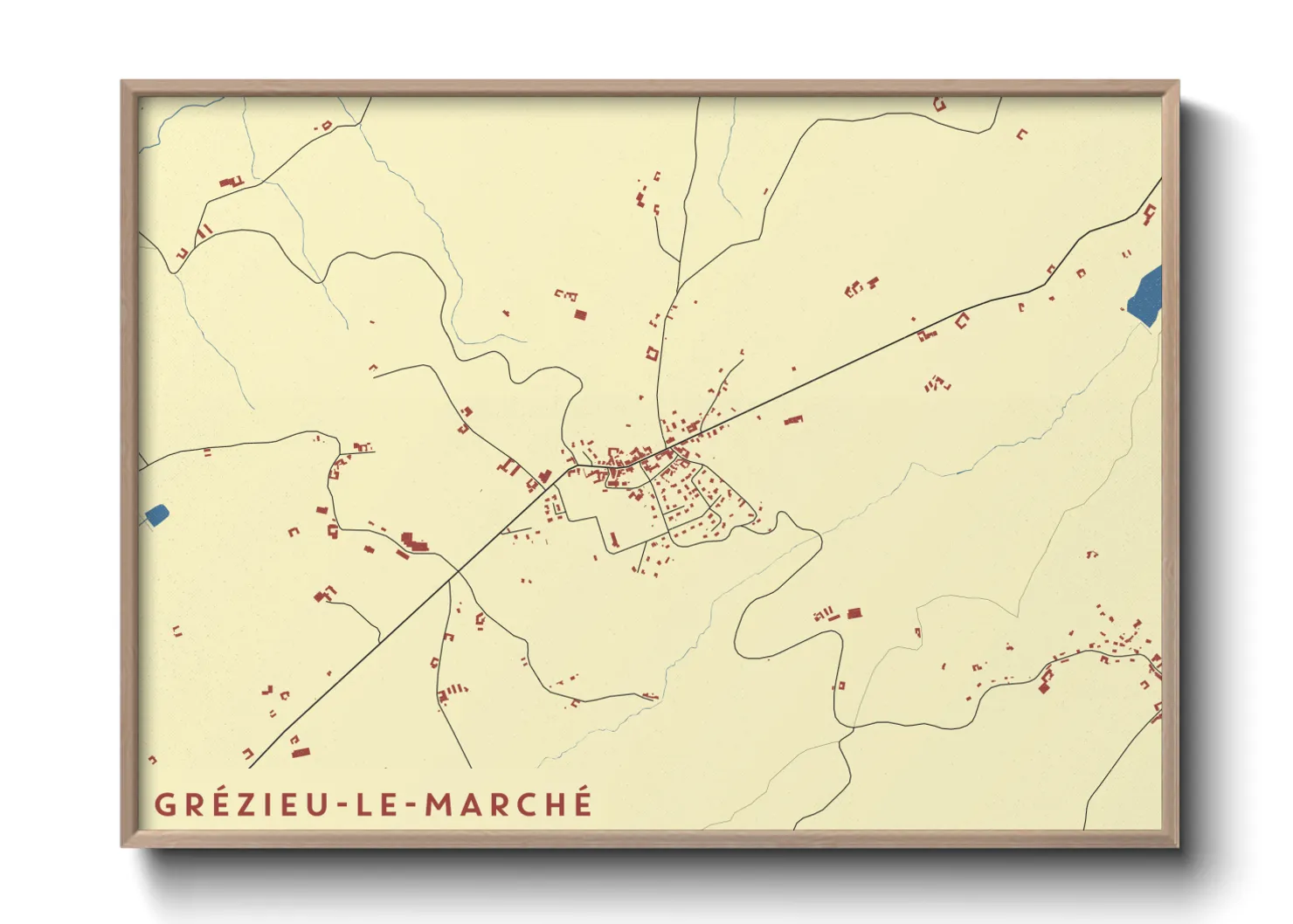 Une affiche de carte sur Grézieu-le-Marché