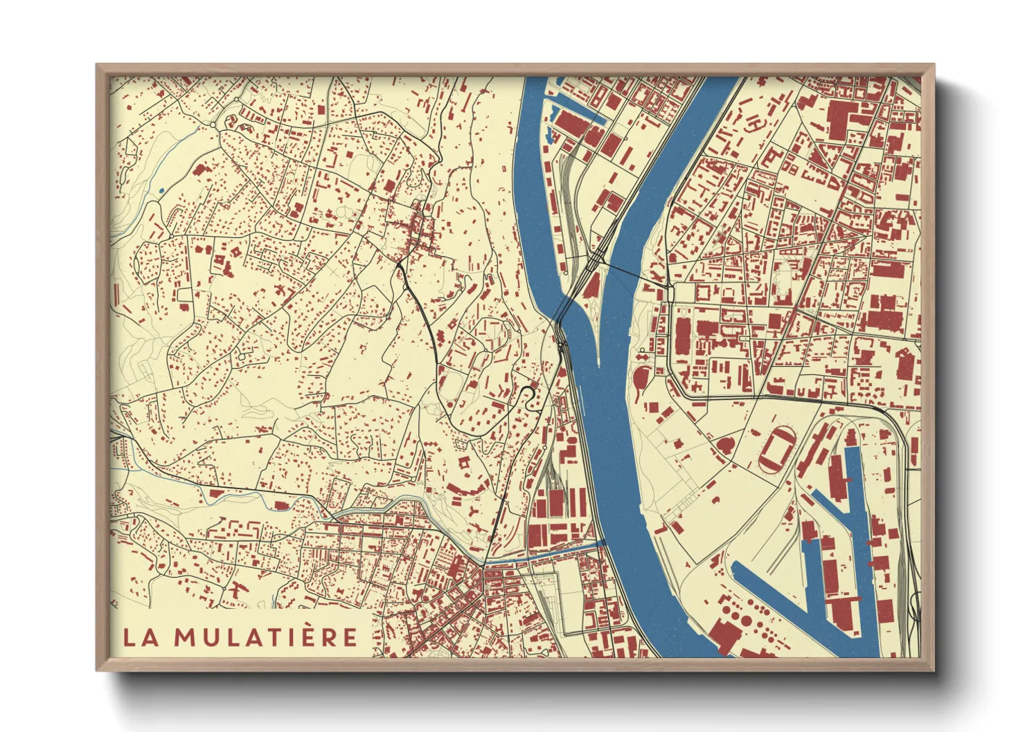 Une affiche de carte sur La Mulatière