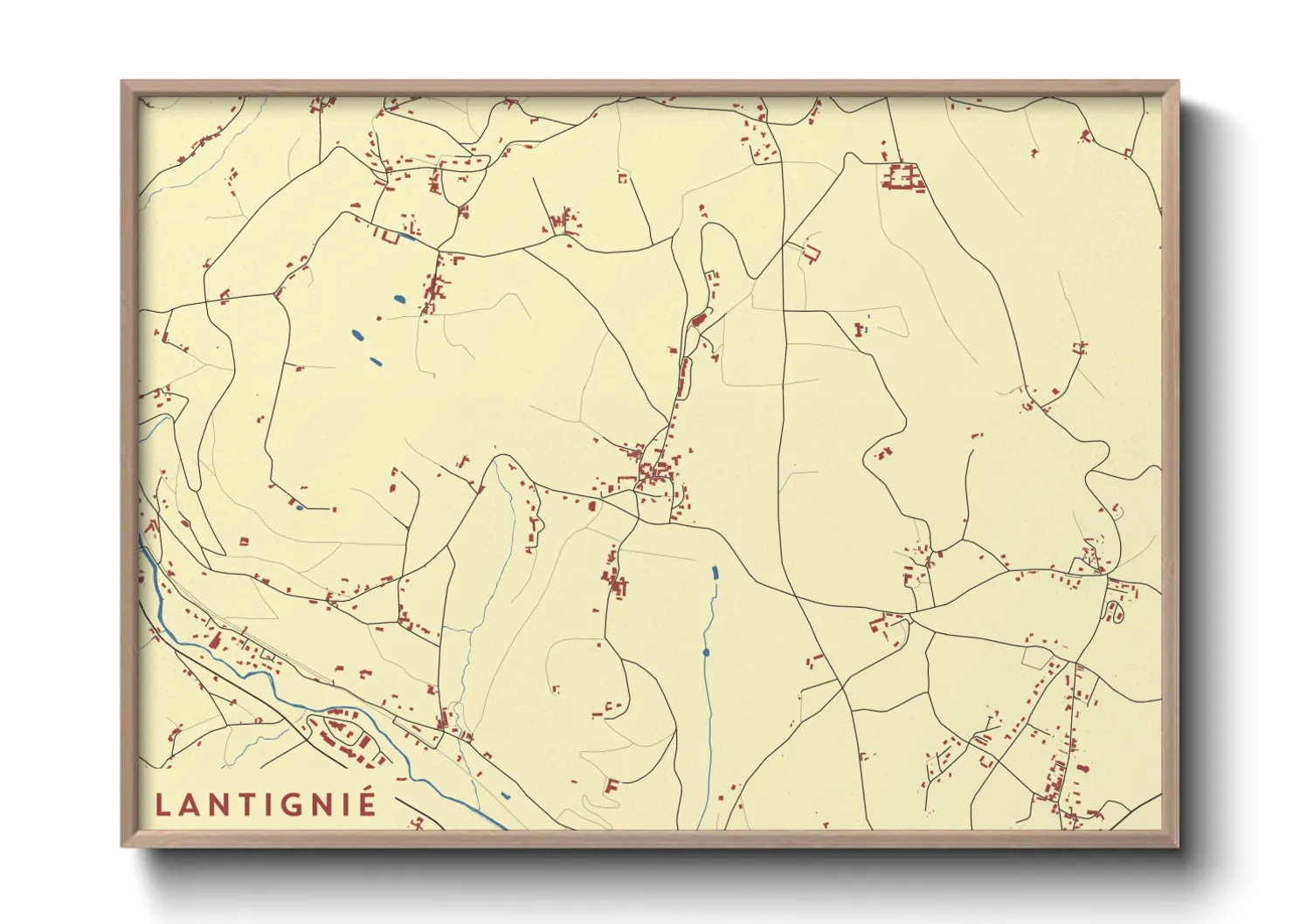 Une affiche de carte sur Lantignié