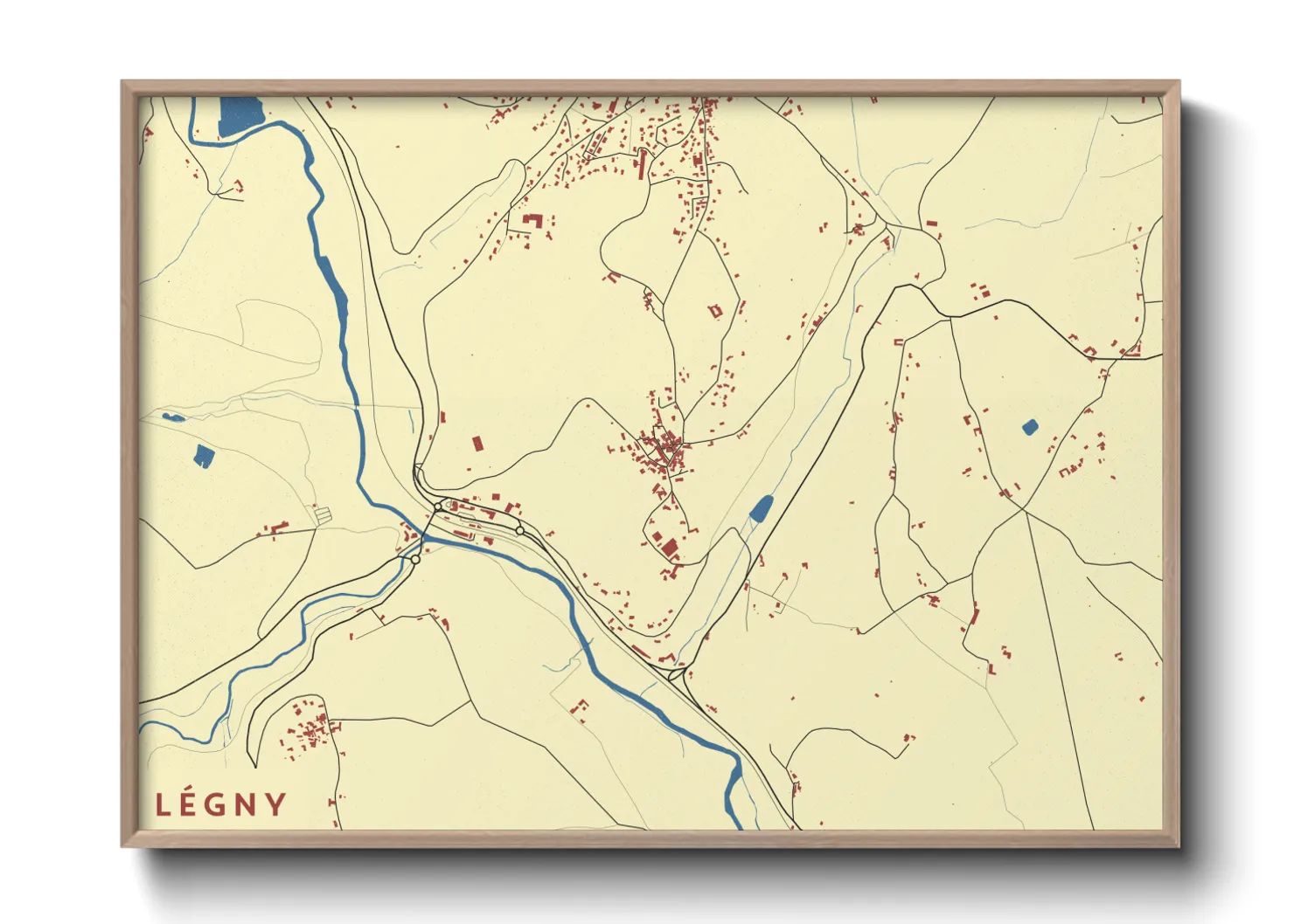 Une affiche de carte sur Légny