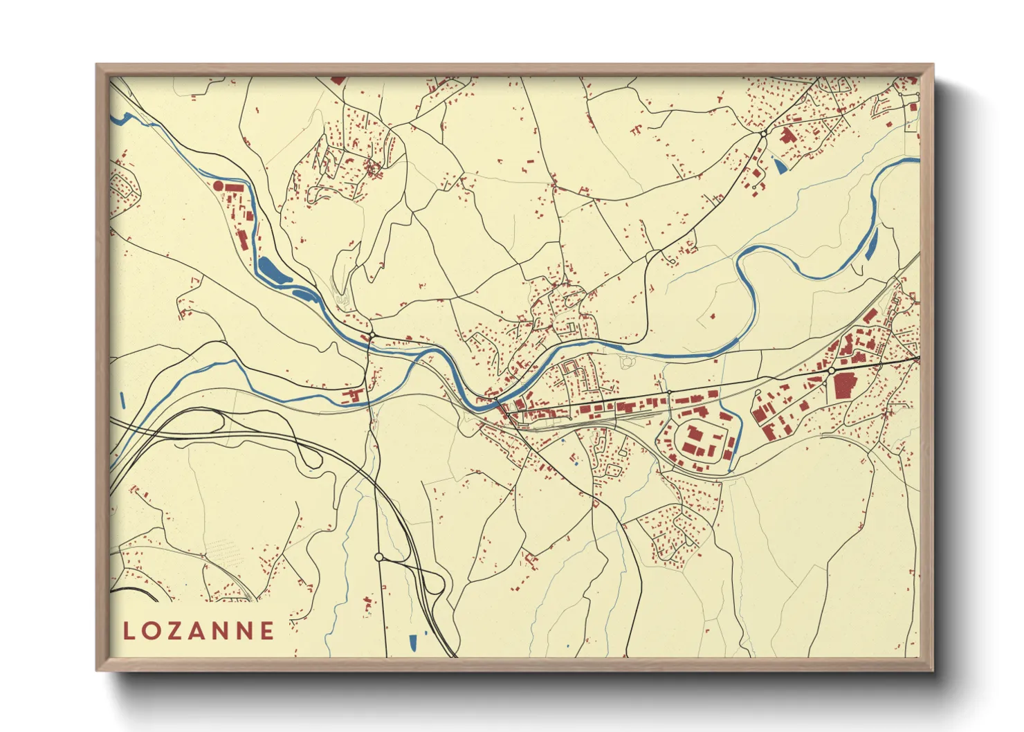 Une affiche de carte sur Lozanne