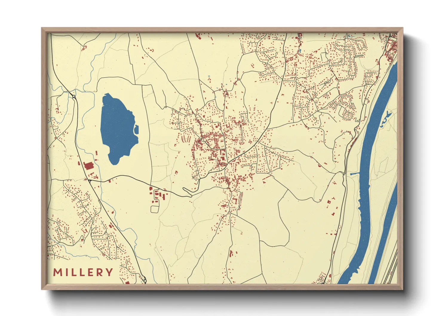 Une affiche de carte sur Millery