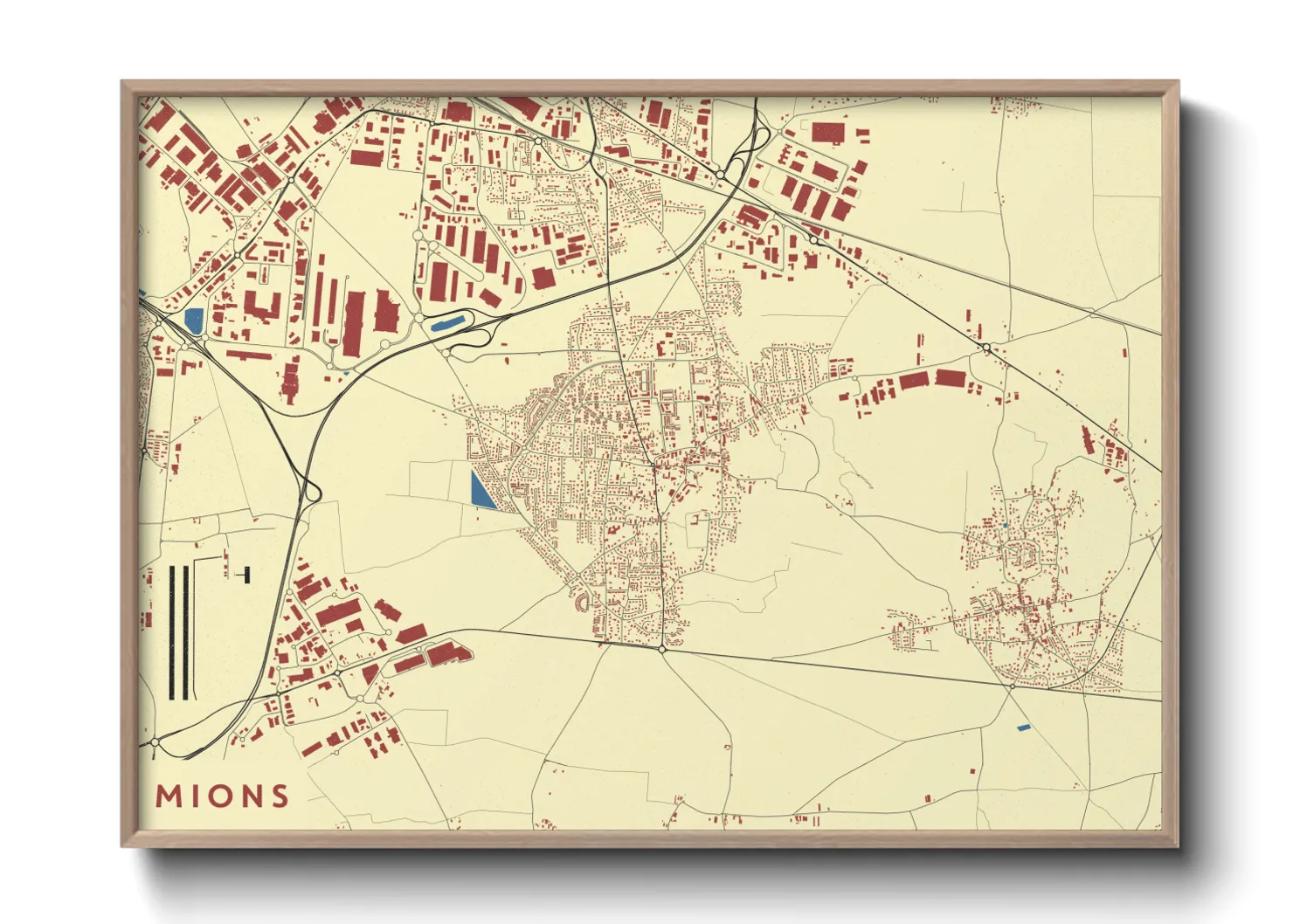 Une affiche de carte sur Mions