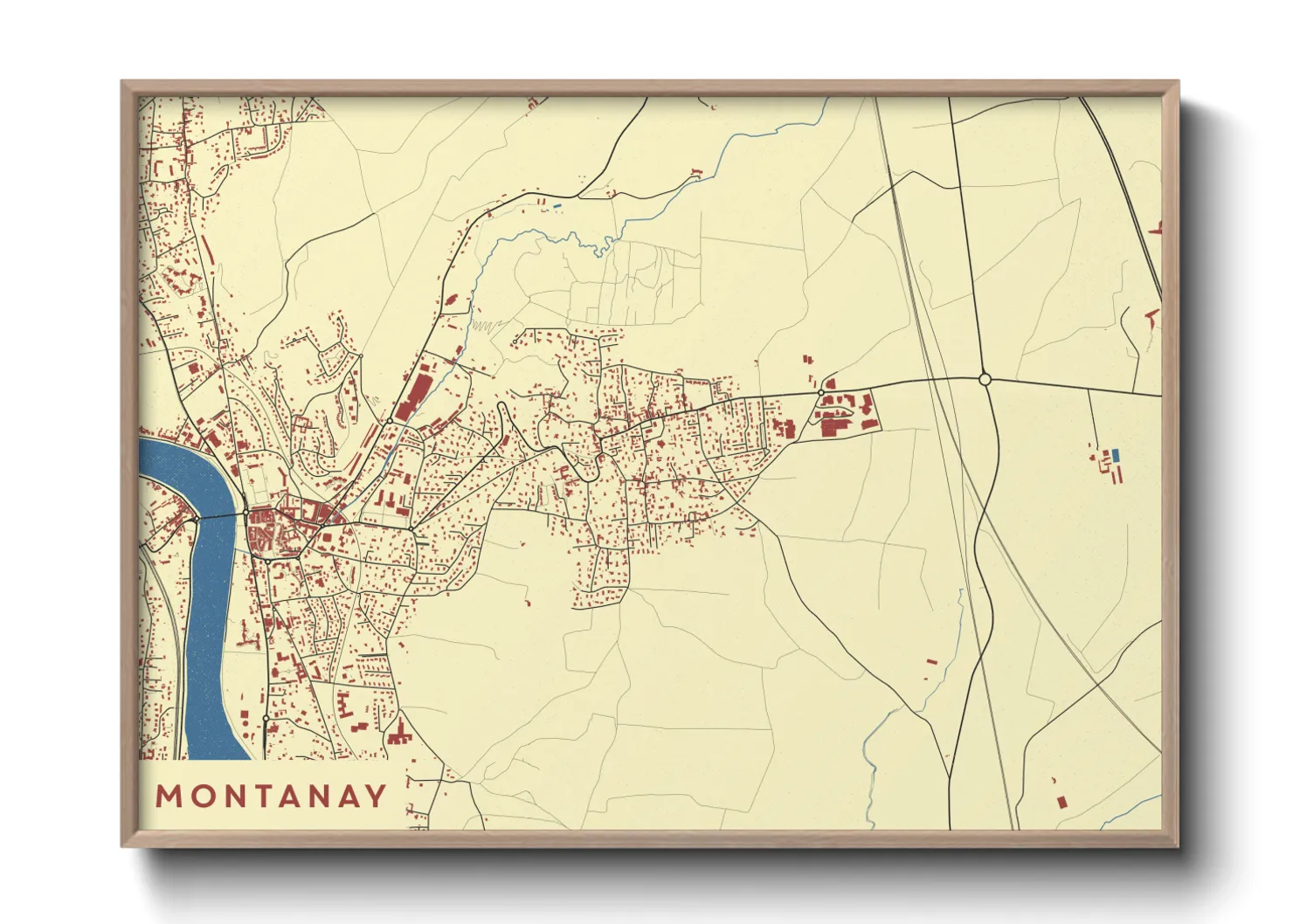 Une affiche de carte sur Montanay