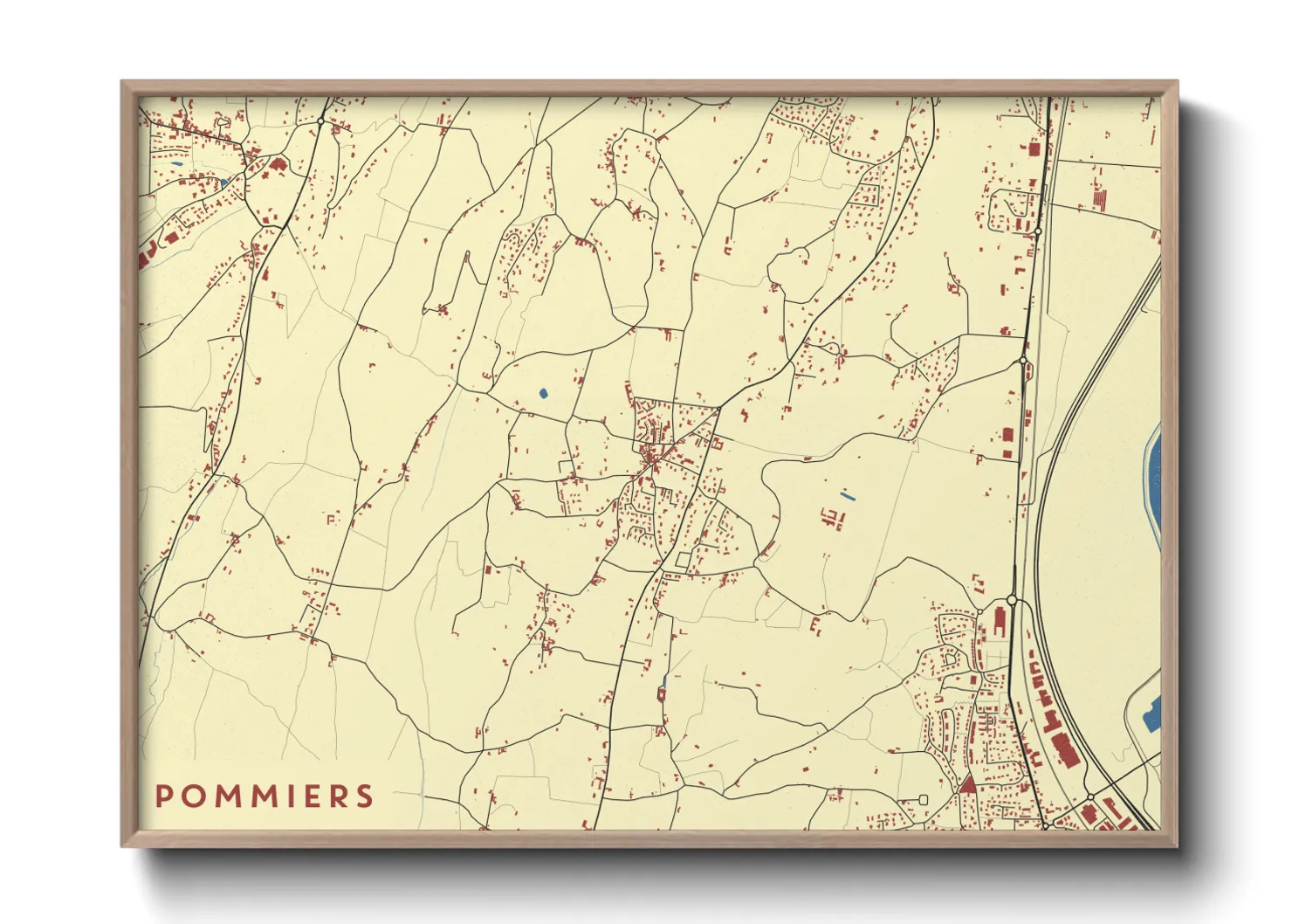 Une affiche de carte sur Pommiers