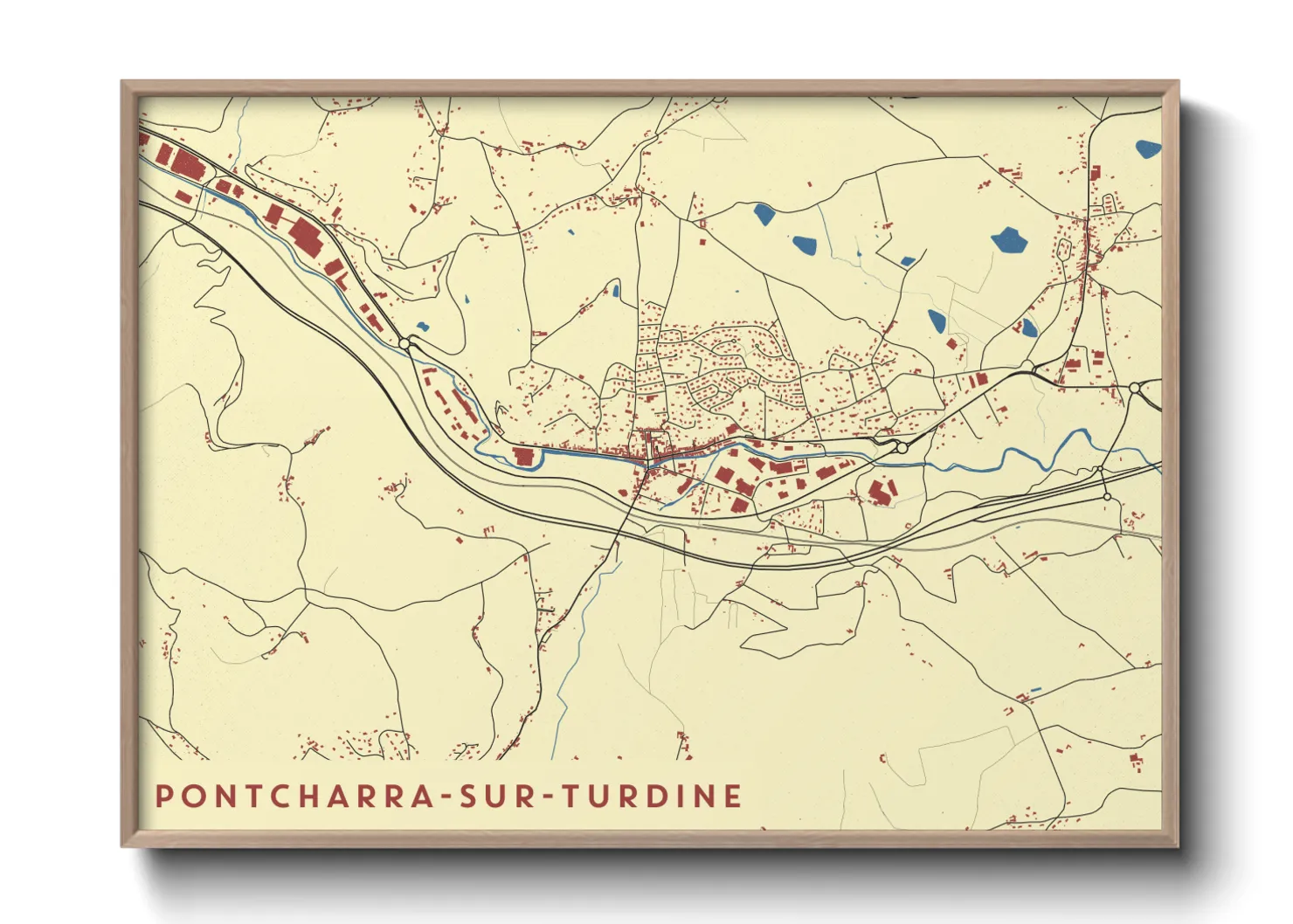 Une affiche de carte sur Pontcharra-sur-Turdine