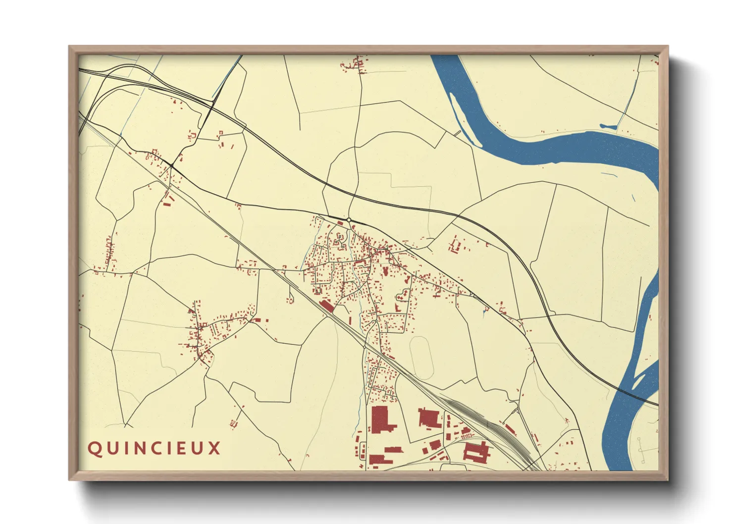 Une affiche de carte sur Quincieux