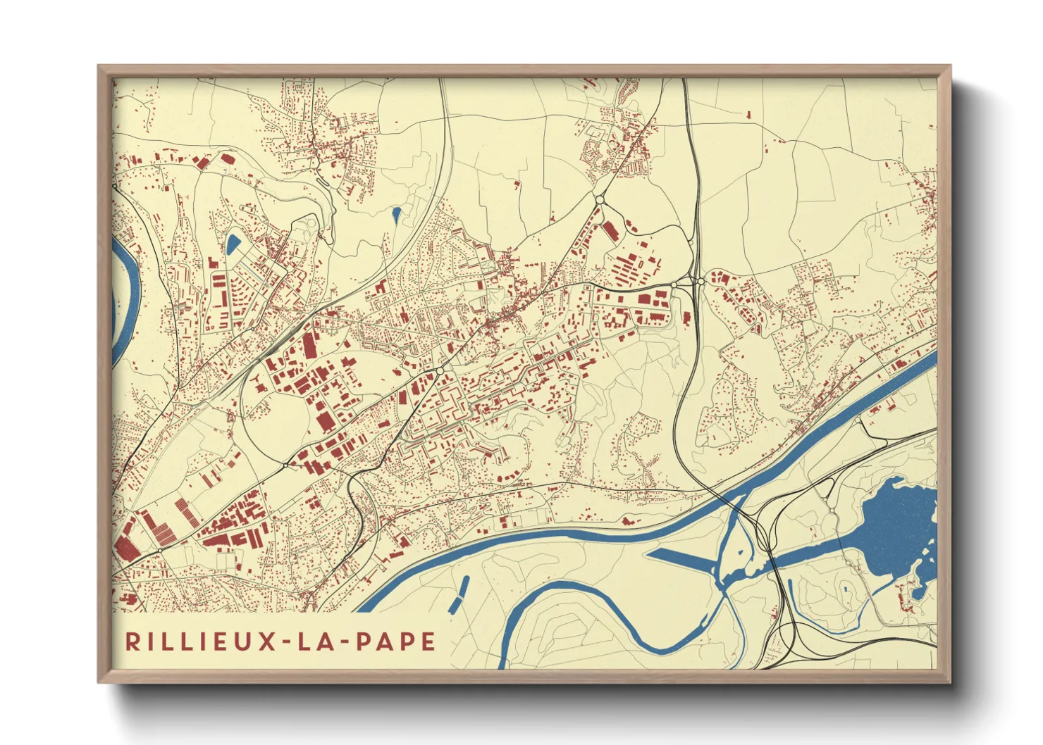 Une affiche de carte sur Rillieux-la-Pape