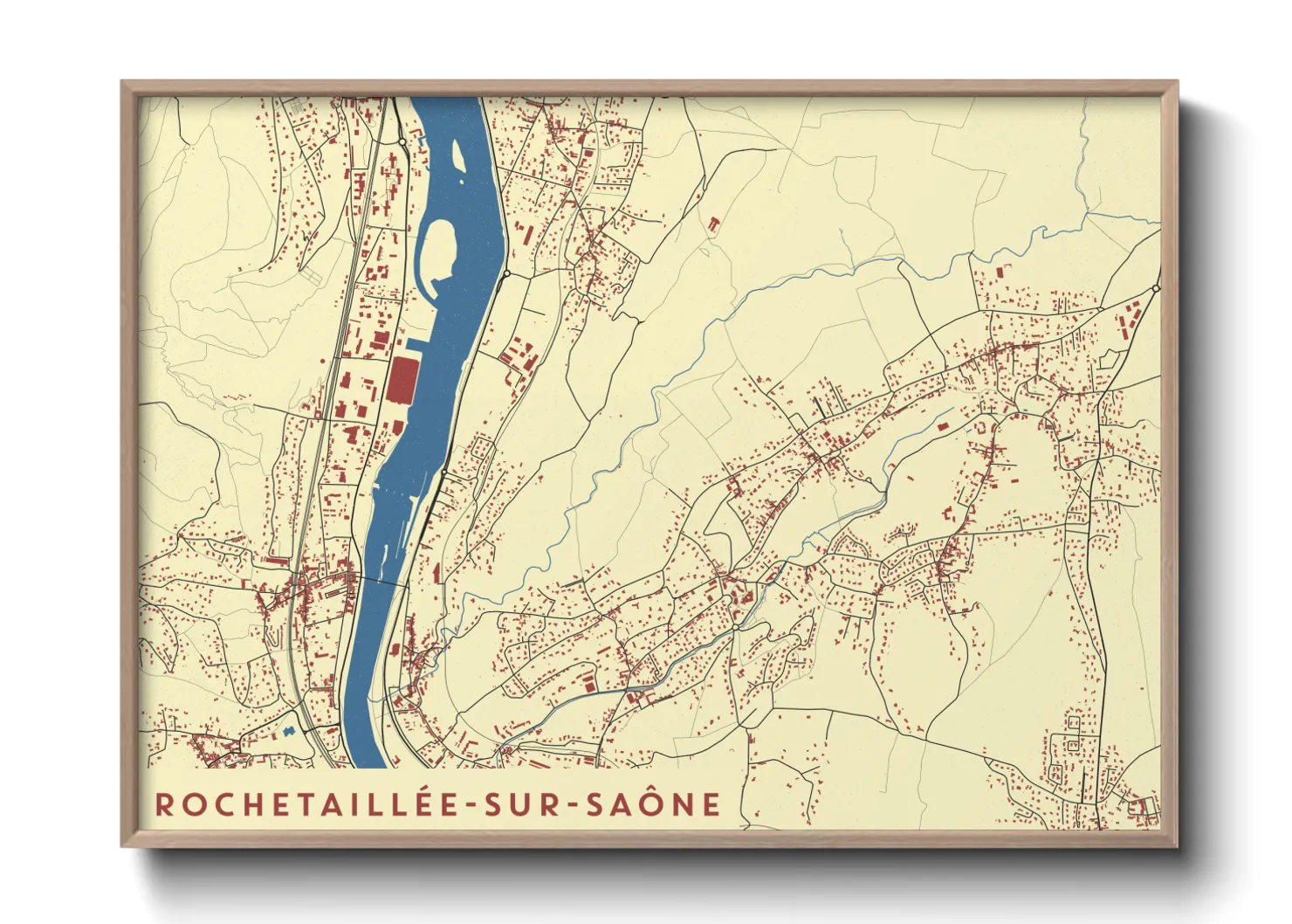 Une affiche de carte sur Rochetaillée-sur-Saône