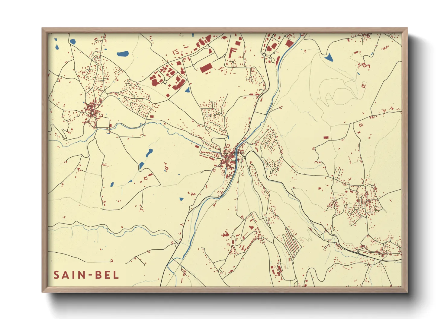 Une affiche de carte sur Sain-Bel