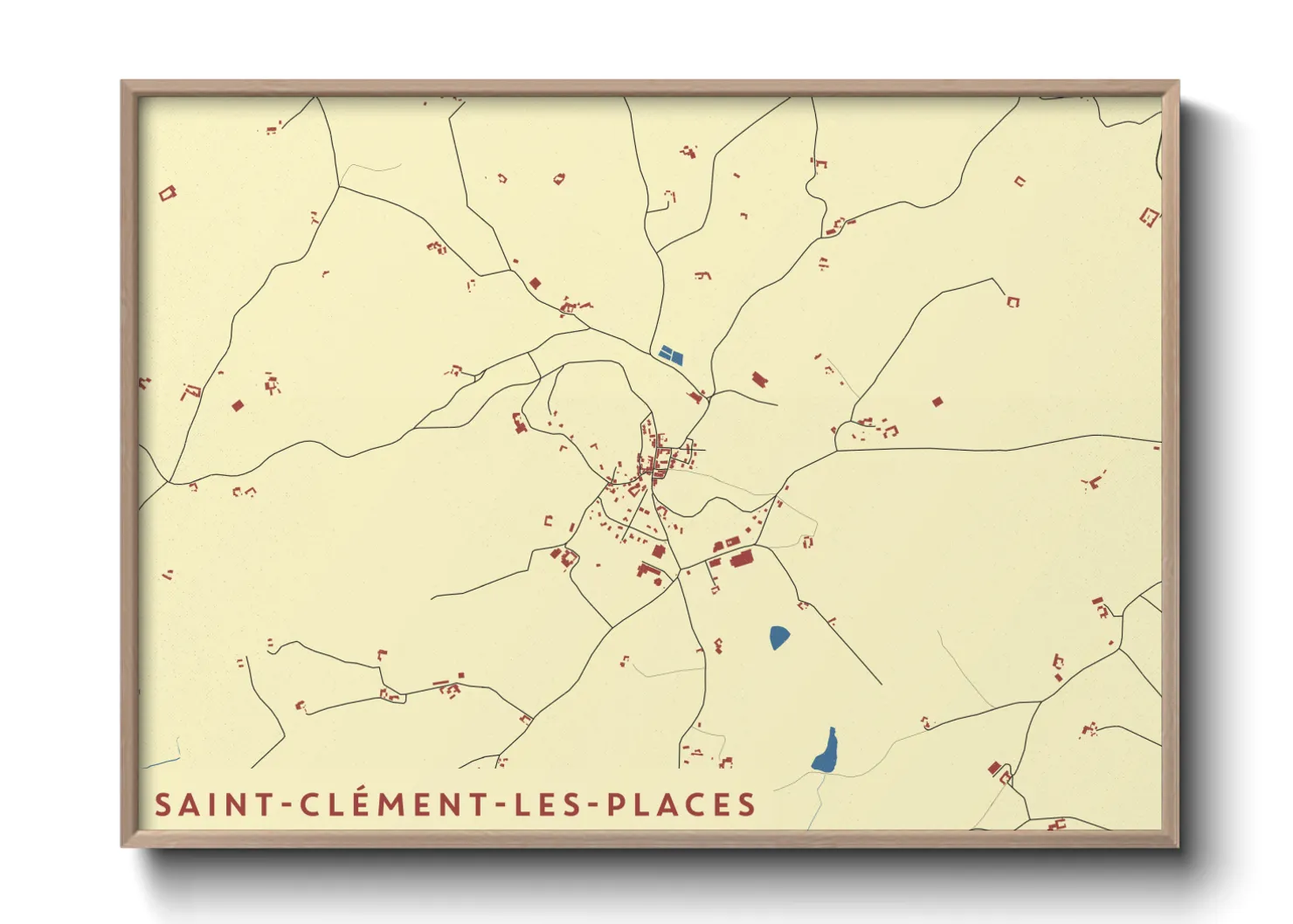 Une affiche de carte sur Saint-Clément-les-Places