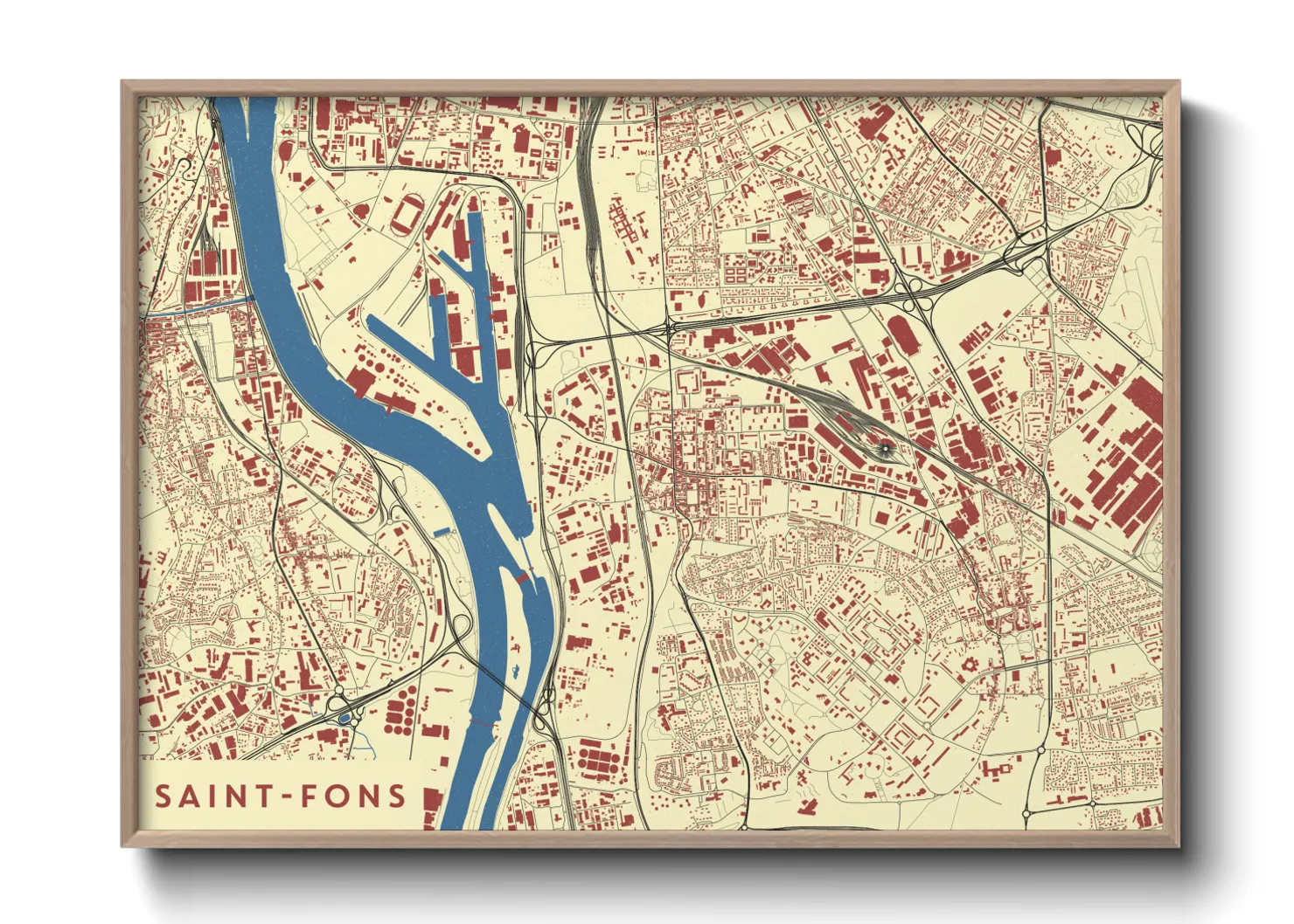 Une affiche de carte sur Saint-Fons