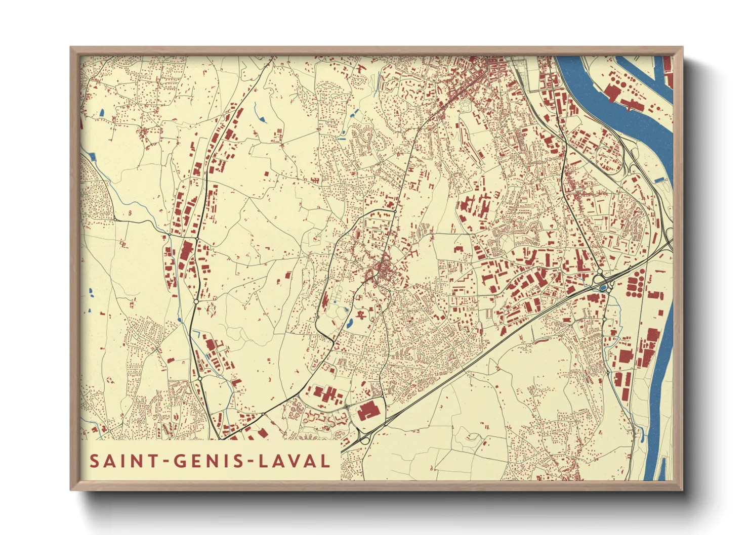 Une affiche de carte sur Saint-Genis-Laval