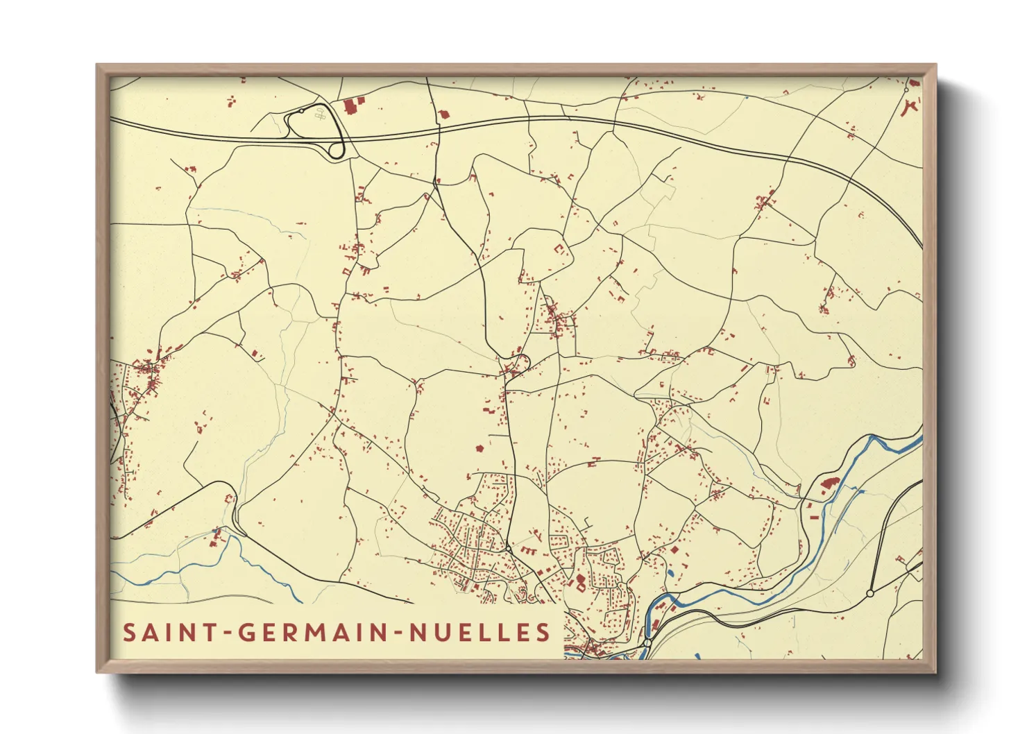 Une affiche de carte sur Saint-Germain-Nuelles