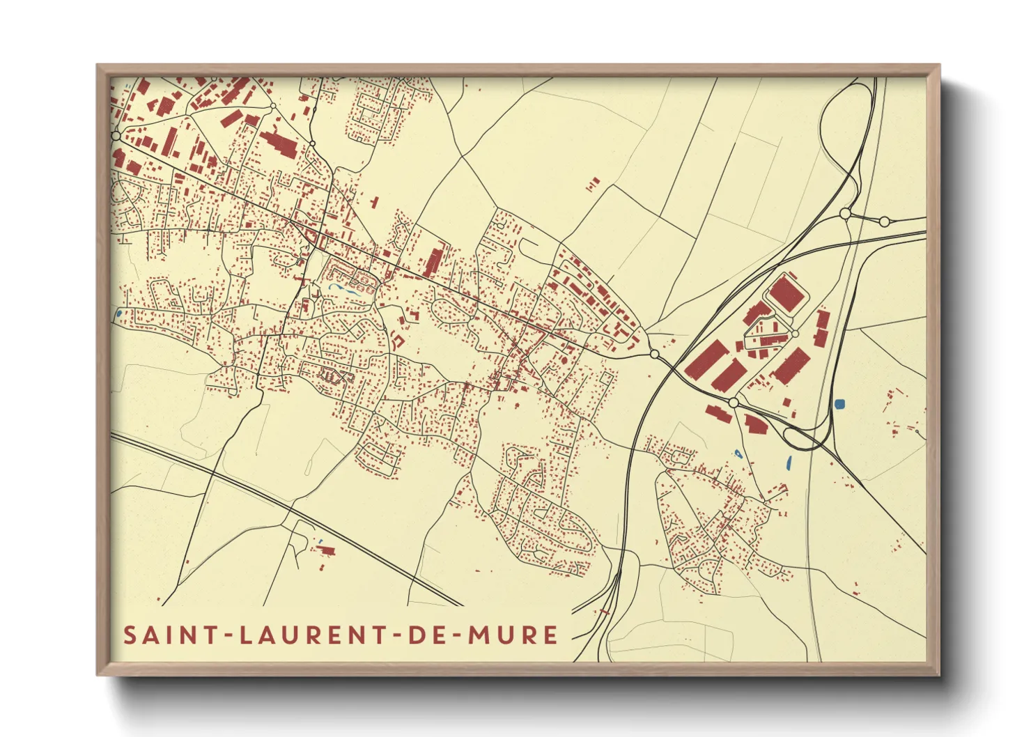 Une affiche de carte sur Saint-Laurent-de-Mure