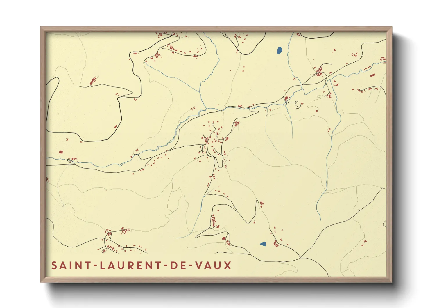 Une affiche de carte sur Saint-Laurent-de-Vaux