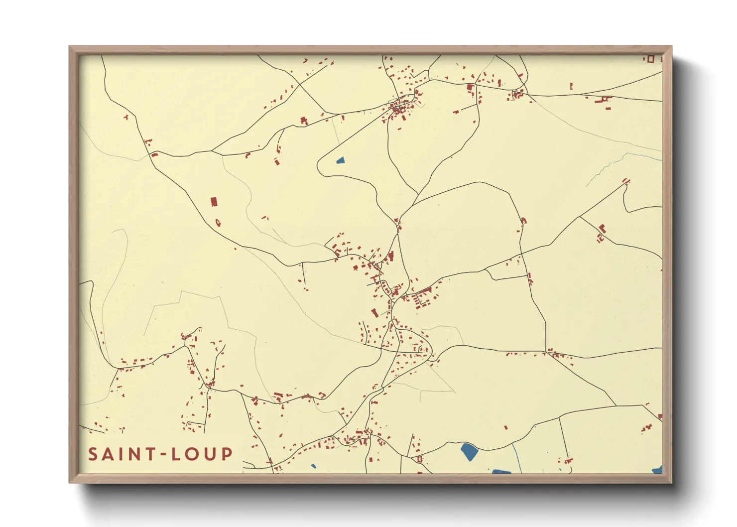 Une affiche de carte sur Saint-Loup