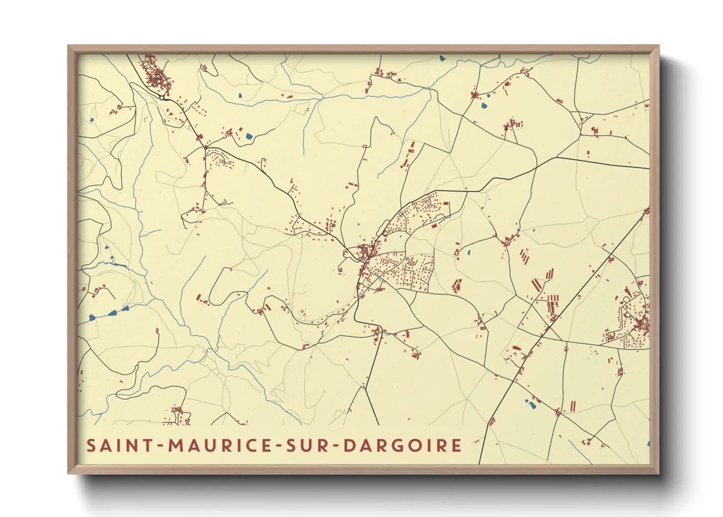 Une affiche de carte sur Saint-Maurice-sur-Dargoire