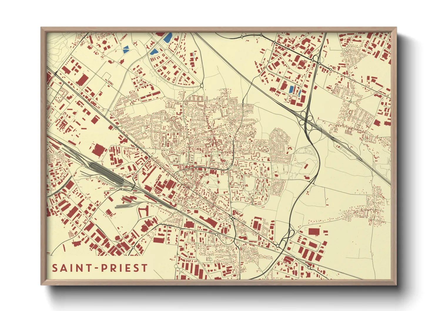 Une affiche de carte sur Saint-Priest