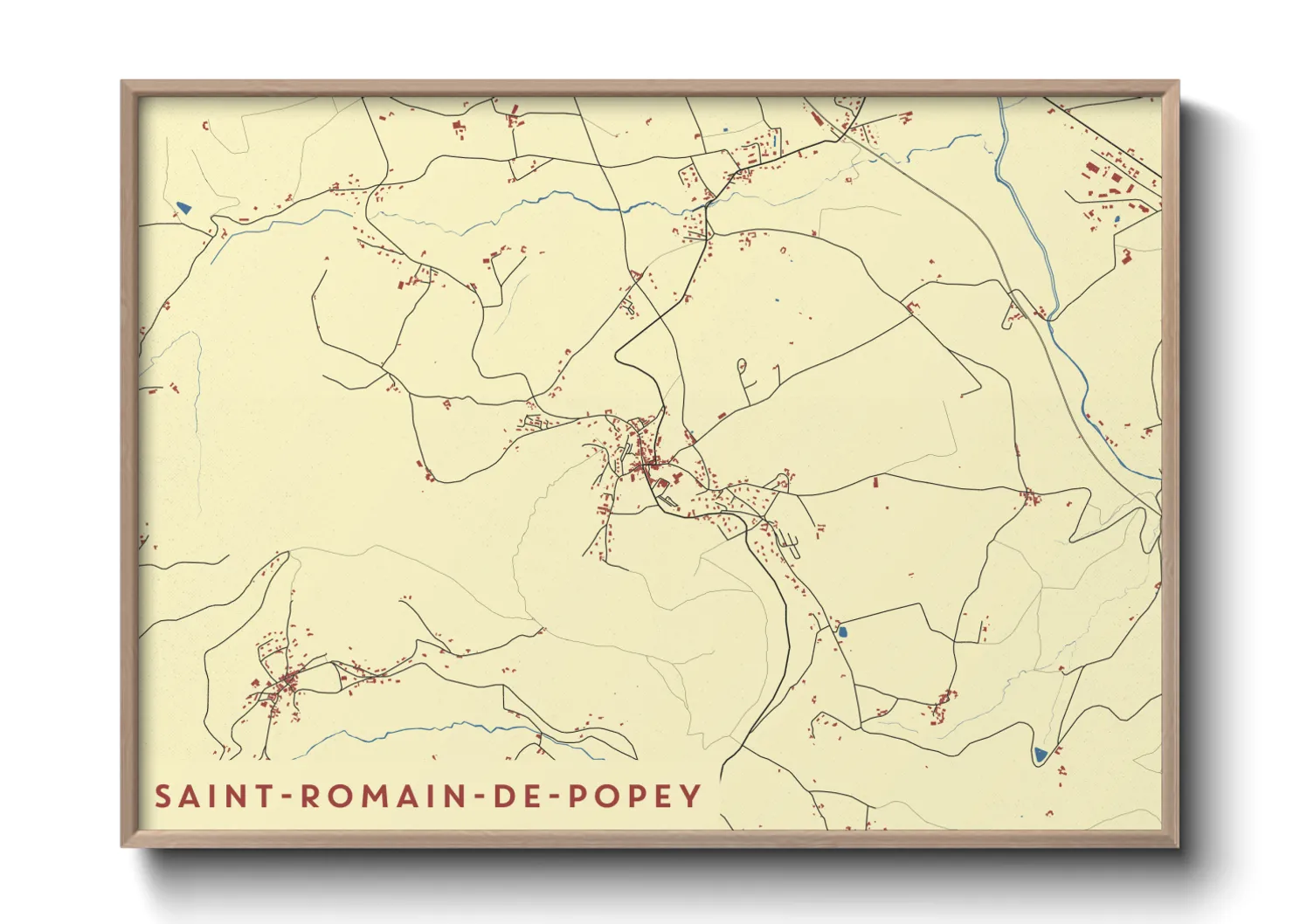 Une affiche de carte sur Saint-Romain-de-Popey
